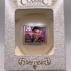 NEW Elvis Presley US Postage Stamp Glass Christmas Ornament‎ in Box Vintage 1992